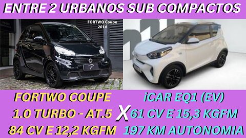 ENTRE 2 CARROS - SMART FORTWO X CAOA CHERY iCAR - COMBUSTÃO OU ELÉTRICO ESCOLHA SEU SUBCOMPACTO