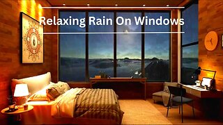 Relaxing view of Raindrops Falling on the window glass in cozy room get to Sleep more Easily