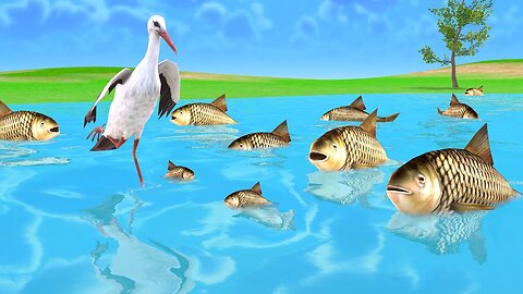 Stork and Two Fishes Story | English Moral Stories | Animal Cartoon World Stories