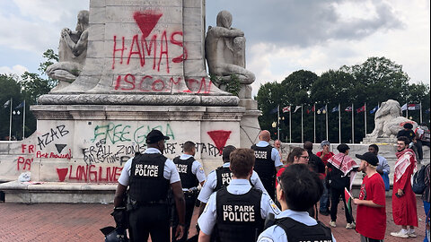 U.S. Park Police Photograph Spray-Painted Columbus Memorial in DC