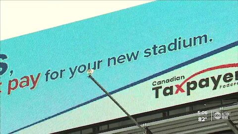 'Dear Rays, Montreal won't pay for your stadium': Group puts up billboard near Tropicana Field