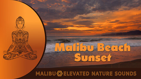 Sunset at Malibu Beach with Ambient Sounds of Ocean Waves and Seagulls