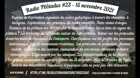 Radio Pléiades #23 - Codex galactique, pétition et protocoles d'entrée dans la Résistance