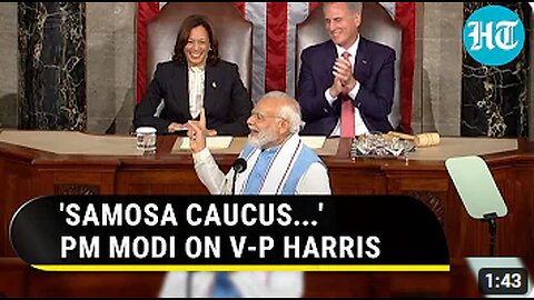 Kamala Harris Bursts into Laughter after PM Modi's this Comment at U.S. Congress | Watch