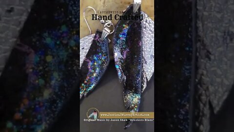 SILVER LINED NEBULA, 3 inch, feather inspired leather earrings