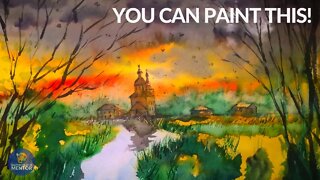 WATERCOLOR PAINTING FOR BEGINNERS | Learn How To Paint a Landscape Easily from ANY photograph