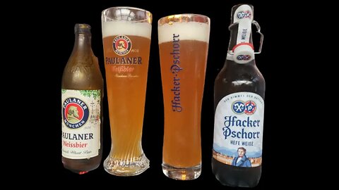 Paulaner Weissbier & Hacker Pschorr here Weibe 5.5% ABV Wheat Beer double Face Off...