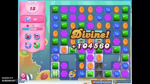 Candy Crush Level 1743 Audio Talkthrough, 2 Stars 0 Boosters