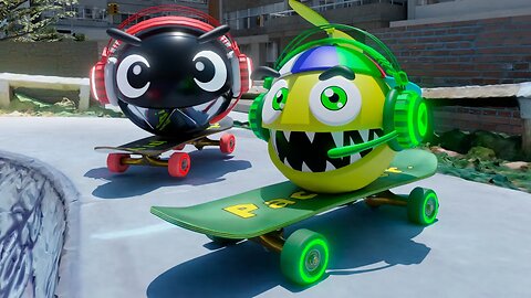 PACMAN JR & CHAIN CHOMP IN SKATEBOARDING ADVENTURES