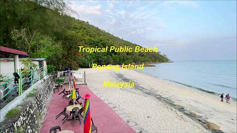 Tropical Public Beach in Penang Island Malaysia