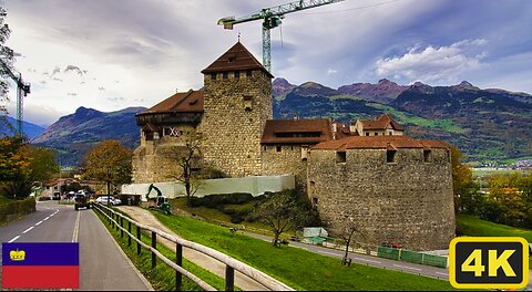 🇱🇮 Liechtenstein driving tour, Vaduz Castle, Beautiful Mountains View | 4K