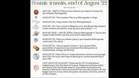Cosmic Transits at the End of August ~ Astrology Report Transformational Change Is Happenning!