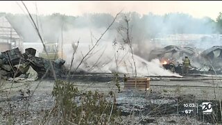 Towering smoke from flower barn fire in Richmond could be seen for miles Sunday