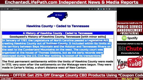 A History of Hawkins County - Ceded to Tennessee