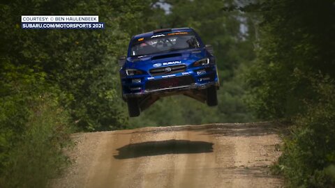 Rally car co-driver wins national championship alongside Travis Pastrana