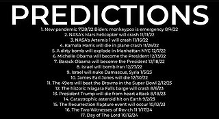 PREDICTIONS - Harris' plane crash 11/26; dirty bomb NYC 12/7; Obama President 12/18