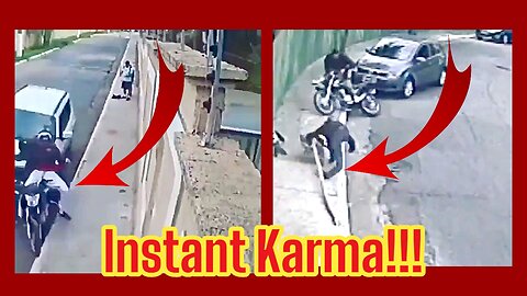 Motorcycle Robber's Instant Karma: Leg Snapped