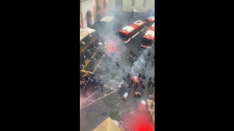 Two soccer teams, one from Germany the other from Naples Italy riot