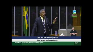 Deputado Vicentinho (PT), ex-presidente da CUT, da tribuna da Câmara, defende o PCO