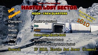 Destiny 2 Master Lost Sector: Moon - K1 Crew Quarters on my Warlock Solo-Flawless 2-22-23