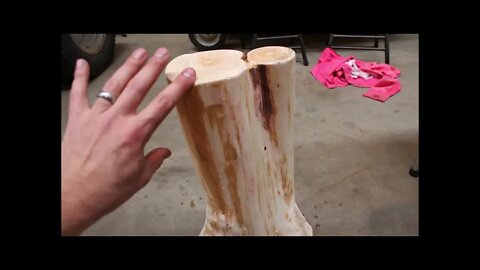 Making a live edge slab wood/cedar stump table.