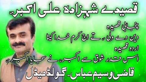 11 Shaban || New Qasiday || Shahzada Ali Akbar slwt || Zakir Qazi Waseem Abbas