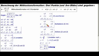 Möbiustransformation 4 ►Berechnung der Transformation wenn 3 Punktepaare gegeben sind