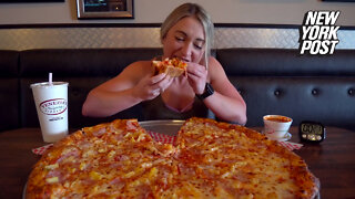 Woman eats 24-inch pizza all by herself