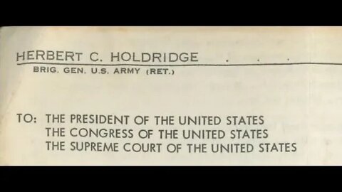 General Holdridge wished to have the Vatican and its agents classified as subversives in the USA