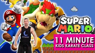 SUPER MARIO - KARATE CLASS FOR KIDS - Fight BOWSER! Collect Coins Learning Super Upper Cut