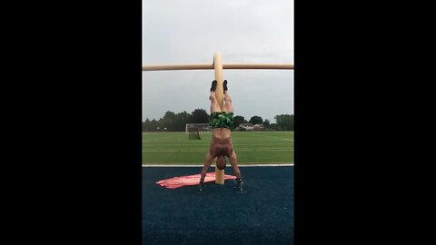 Handstand Presses (or my version, braced with handles) & Parallel Playground Pullups with a sandbag
