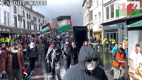 March for justice in Gaza, St John Street Cardiff Wales