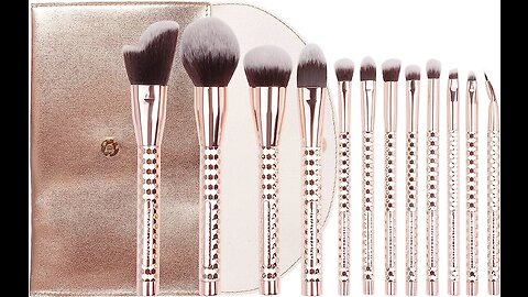 DUAIU Makeup Brushes 15pcs Premium Synthetic Bristles Crystal Handle Set Kabuki Foundation Brus...