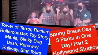Spring Break Day 7 | 3 parks in 1 Day pt 2 | Disney's Hollywood Studios | ToT | RnR | Slinky Dog +++