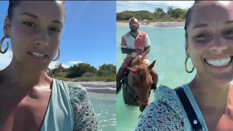 Checkout Swizz Beatz & Wife Alicia's Trip Riding Horse Through The Water