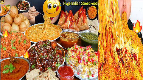 Eating Pani Puri,Samosa,Maggi,Dahi Puri,Chilli Chicken Curry//Indian Street Food ASMR Eating Mukbang
