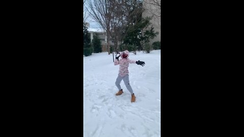 Snow ball fight slow mo