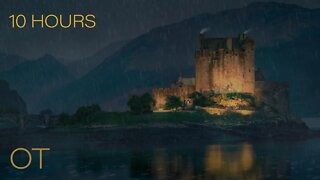 Rainy Night at Eilean Donan Castle | Heavy Rain Sounds for Relaxation | Studying | Sleep | 10 HOURS