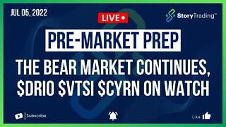 7/5/22 PreMarket Prep - The Bear Market Continues, $DRIO $VTSI $CYRN on Watch