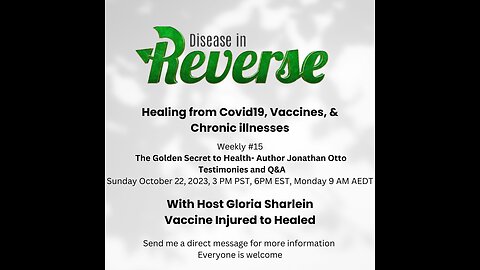 Disease in Reverse Weekly #15- The Golden Secret to Health Urotherapy- Author Jonathan Otto