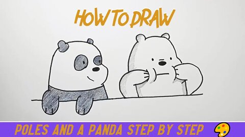 How to draw poles and a panda step by step 🎨 رسم الدببة الثلاثة🎨 Drawing we bare bears