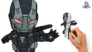 How To Draw War Machine Armor Wars - Chibi Tutorial