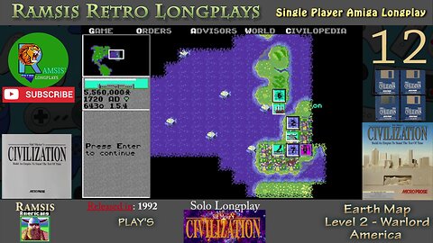 Sid Meier's Civilization | 1992 | Amiga | Warlord | EARTH | America - Episode #12 | Longplay