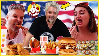 Brits Try [CHICKEN GUY] Guy Fieri Restaurant The First Time! Vlog