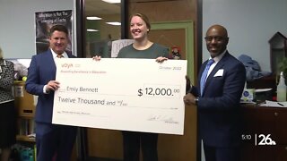 Neenah High School STEM teacher receives $12,000 check for innovative teaching