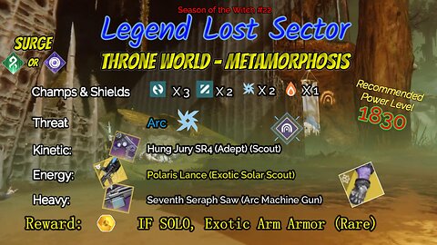 Destiny 2 Legend Lost Sector: Throne World - Metamorphosis on my Strand Warlock 10-7-23