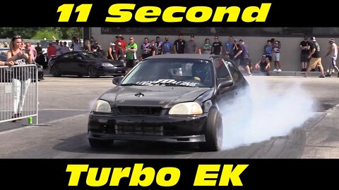 11 Second Turbo EK Civic Drag Racing at Import Face Off