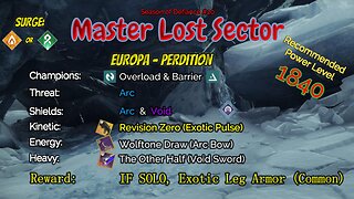 Destiny 2 Master Lost Sector: Europa - Perdition on my Hunter 4-10-23
