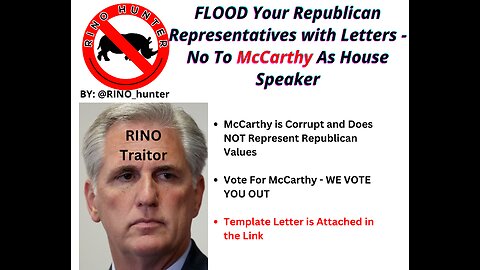 FLOOD Your Republican Representatives with Letters - No To McCarthy As House Speaker
