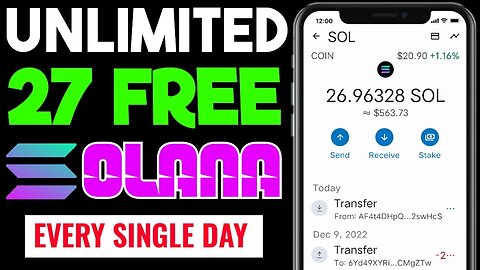 GET 27 Free Solana In 1 DAY | Best Free SOLANA Mining Site 2023 • No Investment